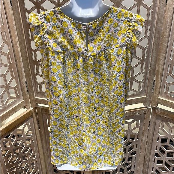 Loft Flutter Sleeve Floral Yellow Blouse - Picture 6 of 8